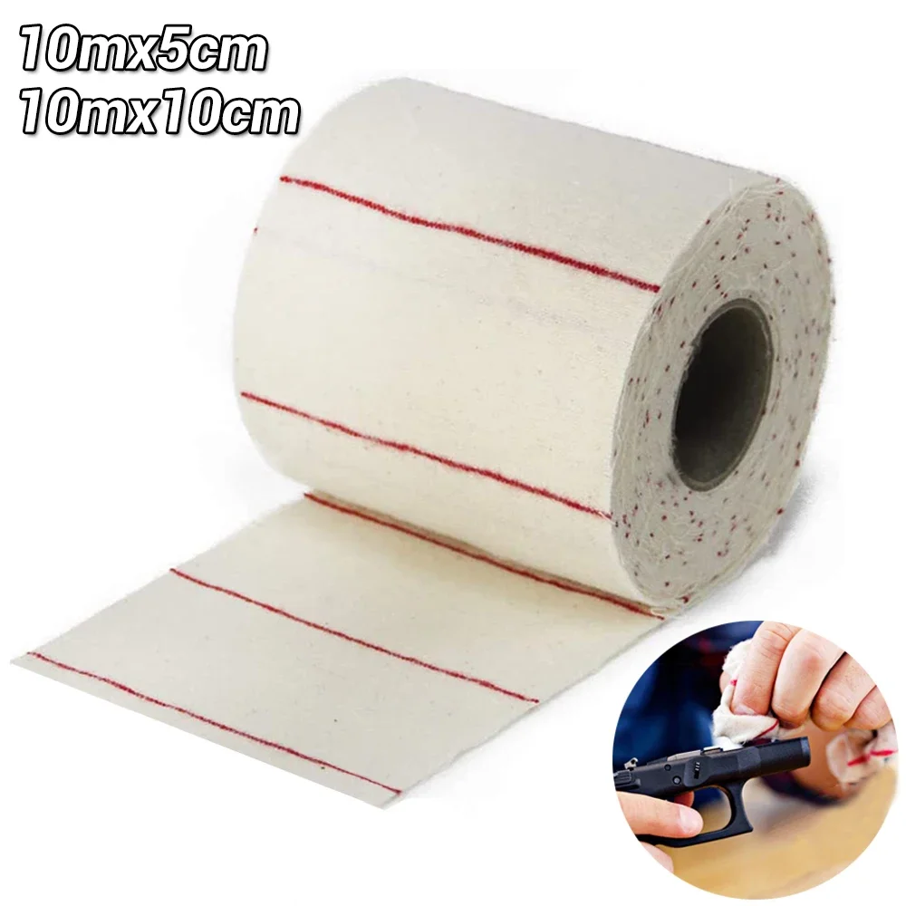 10M Gun Cleaning Cloth Patches 5cm/10cm Wide DIY Cleaning Cotton Cloth for Rifle Handgun Pistol Shotgun Hunting Gun Cleaning Kit