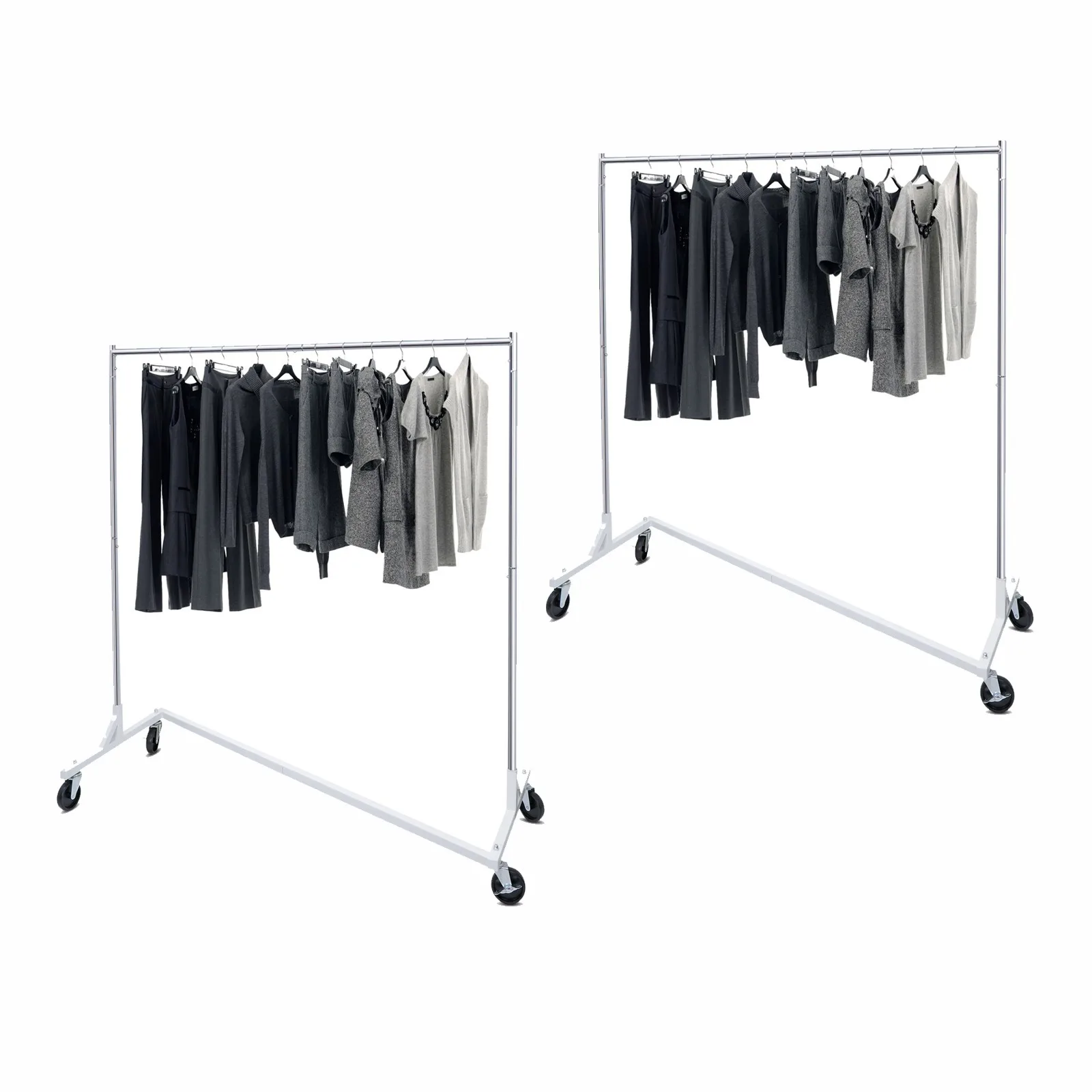 

US 2PCS Garment Rack Heavy Duty Clothing Rack Clothes Rack Collapsible with Wheels