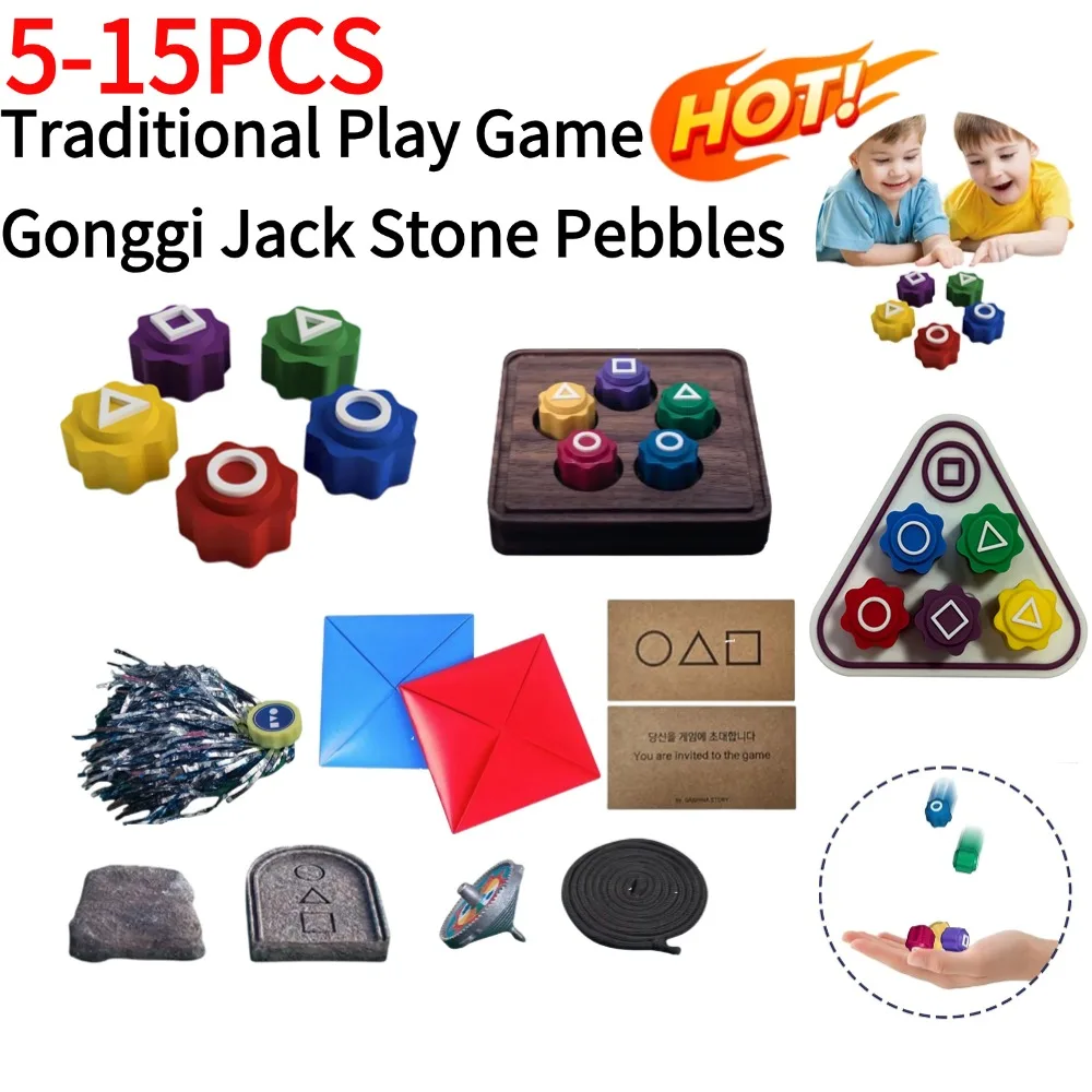 Korean Folk Game Set Traditional Play Game Gonggi Jebi Chagi Biseokchigi Paeng-y DDAKJI Play Party Game Fun Stress Relief Toy