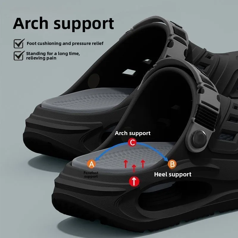 Arch support, anti slip, soft sole, wear-resistant cool slippers for wearing, thick sole breathable odor proof summer hole shoes