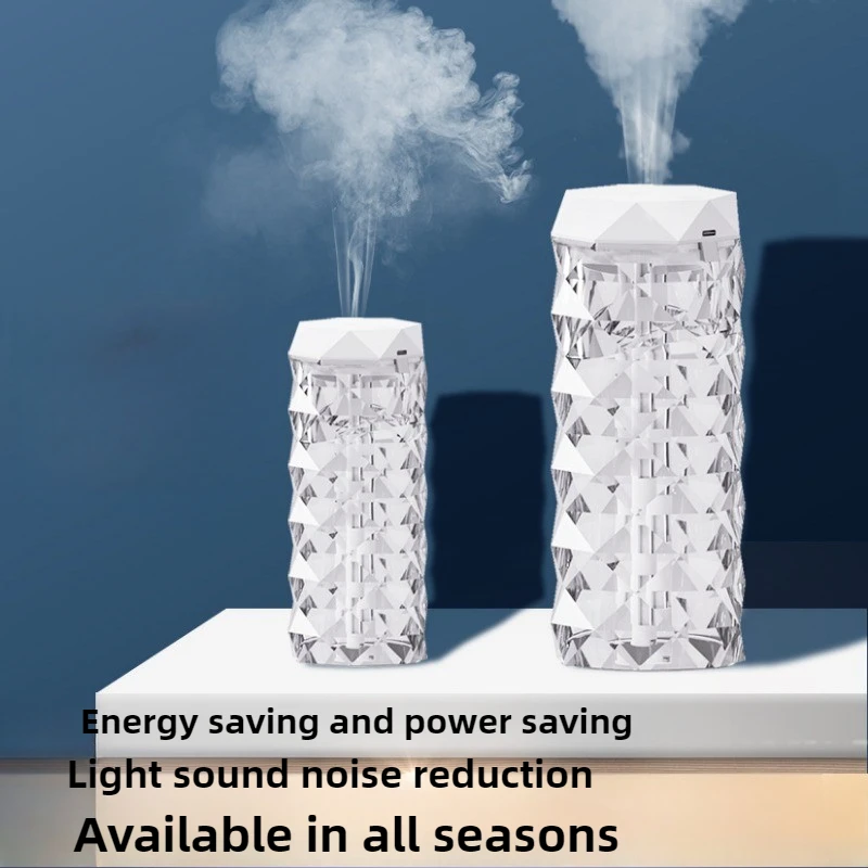 0,5-1 л Кристаллический увлажнитель воздуха, двухскоростной спрей, RGB световой эффект, подключаемая модель, портативный мини-увлажнитель с окружающим освещением, низкий уровень шума