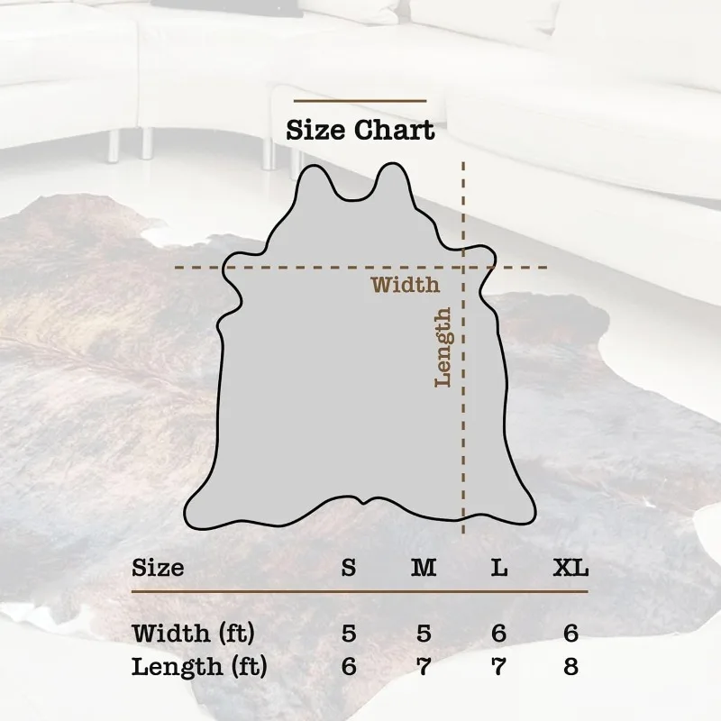 Rug - Natural Leather Hide for Living Room & Bedroom - Real Cowhide for Rustic Home Decor - Dark Brind