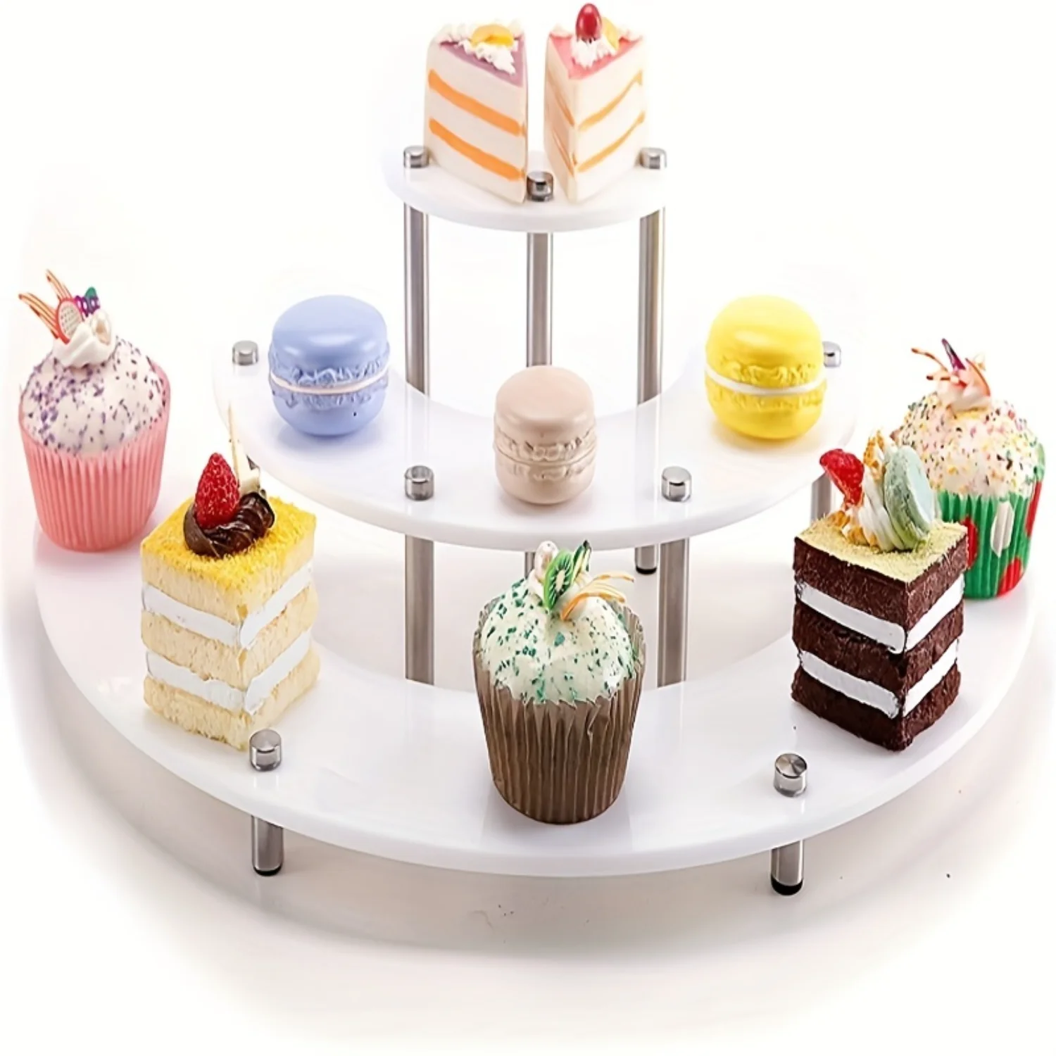 3 Layers Acrylic Cake Display Stand, Acrylic Cake Stand, Semicircle Dessert Placement Stand, Cake Stand For Festival Event Party