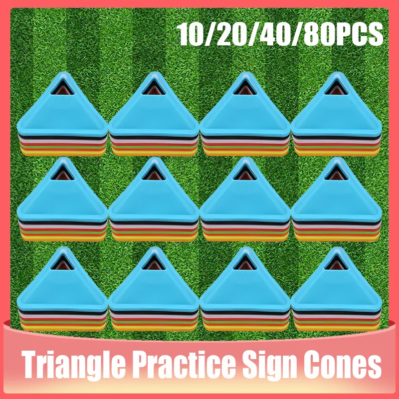 

10/20/40/80Pcs Soccer Logo Plate Field Marking Equipment PE Triangle Hole Design Wear-resistant Team Sports Football Equipment