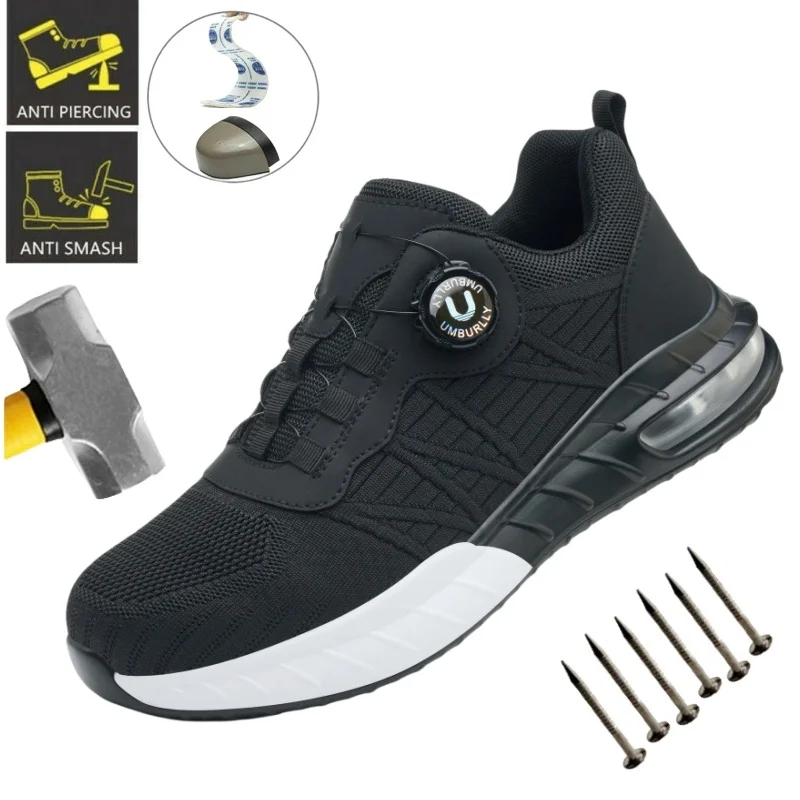جديد الرجال الروتاري مشبك أحذية أمان المضادة للتأثير المضادة للثقب أحذية عمل خفيفة الوزن تصميم رياضي الموضة للمحترفين في الهواء الطلق