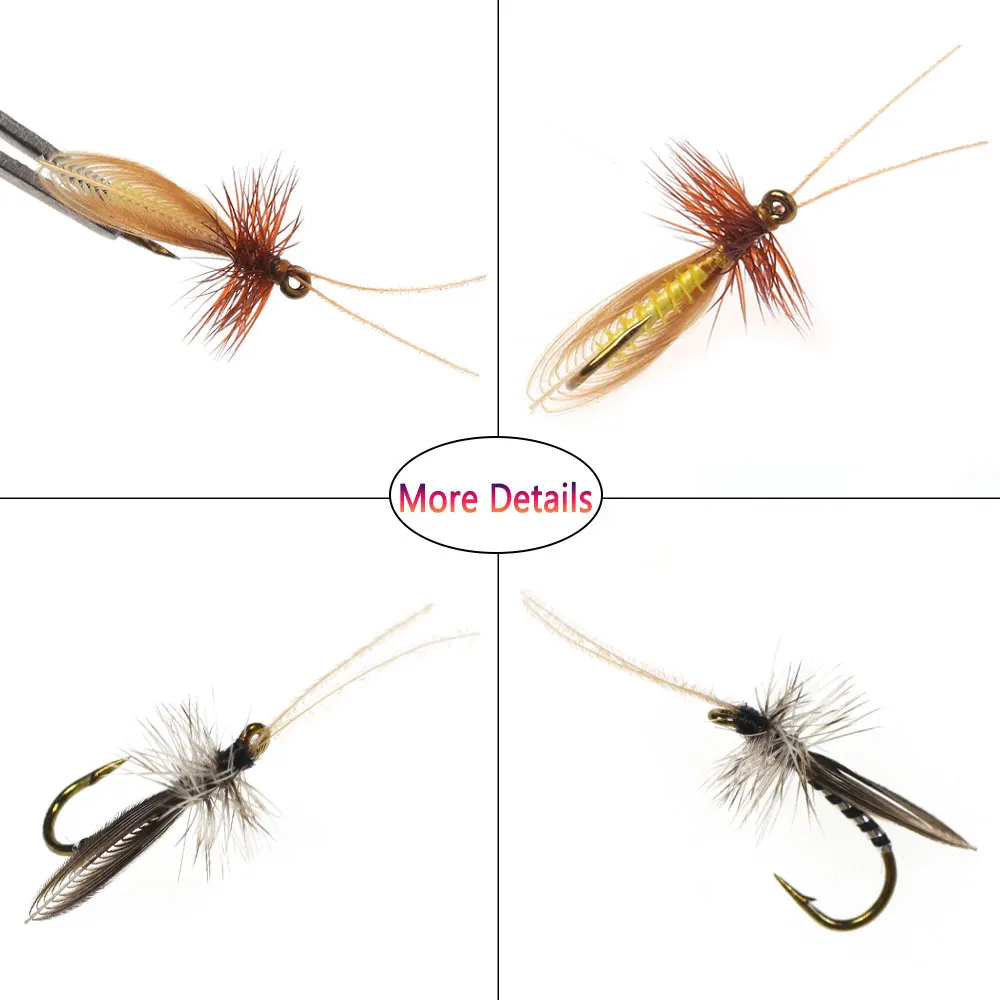 Bimoo Mosca Seca Trucha Caddisfly Sedge #14 Marrón Gris - imagen 4