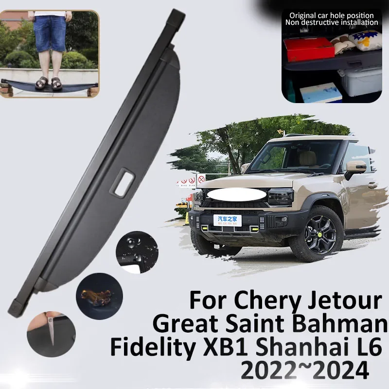 

Car Trunk Curtain For Chery Jetour Great Saint Bahman Fidelity XB1 Shanhai L6 2022 2023 2024 Accessorie Pad Luggage Storage Rear