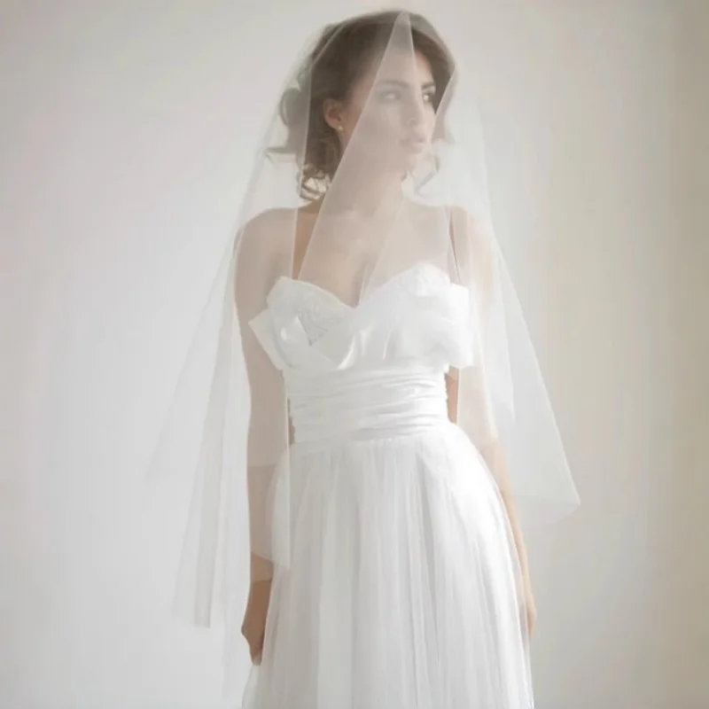 Simple Single-Layer Swiss Plain Bridal Veil 3-Meter 1.5-Meter Short Veil 5-Meter Extra-Long Soft Veil New Wedding Dress Style