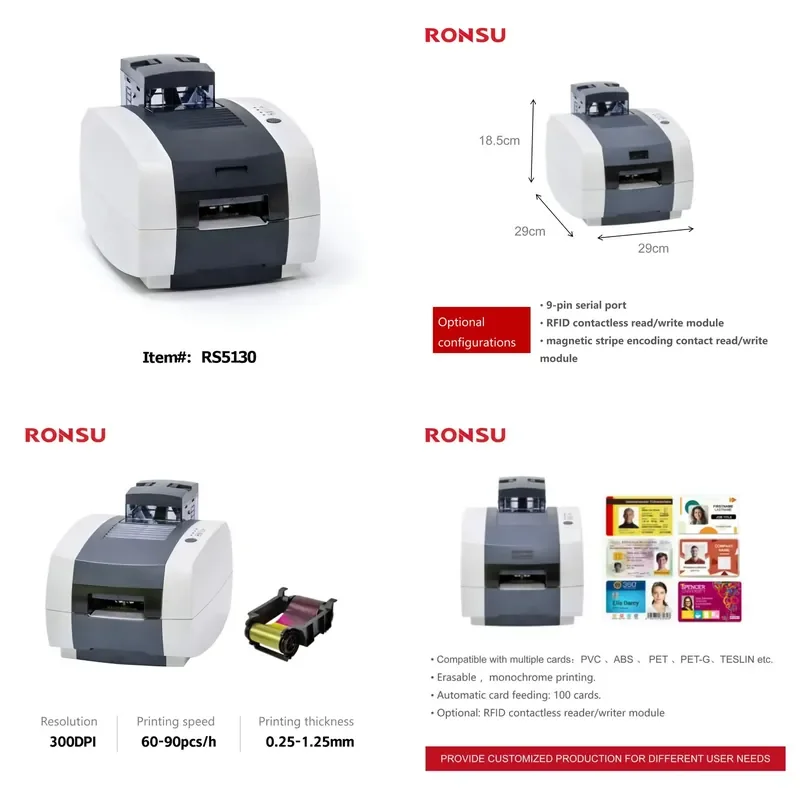 Industrial NFC RFID Card Printer Encoder 300DPI Direct Thermal Smart ID PVC PET Card Printing Machine for Hotel Key Cards