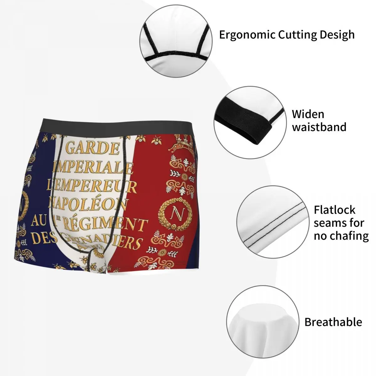 National Flag Napoleonic French 1er Garde Imperiale Underpants Breathbale Panties Man Underwear Sexy Shorts Boxer Briefs