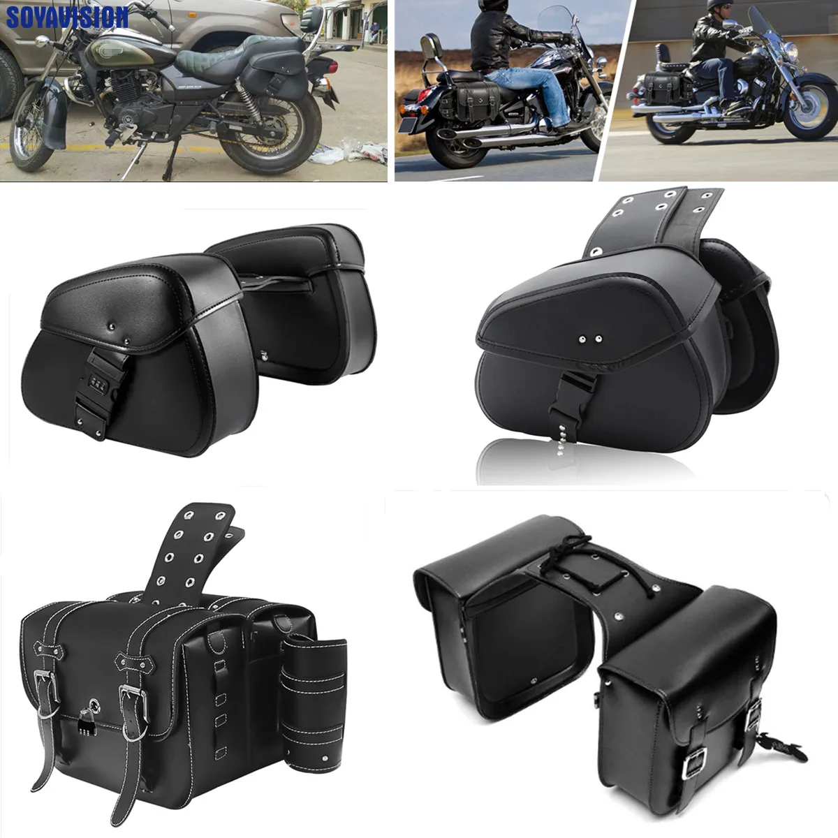 

Ретро-модные мотоциклетные седельные сумки из искусственной кожи, сумки-кошельки для хранения, боковые сумки для инструментов, универсальные аксессуары для мотоциклов