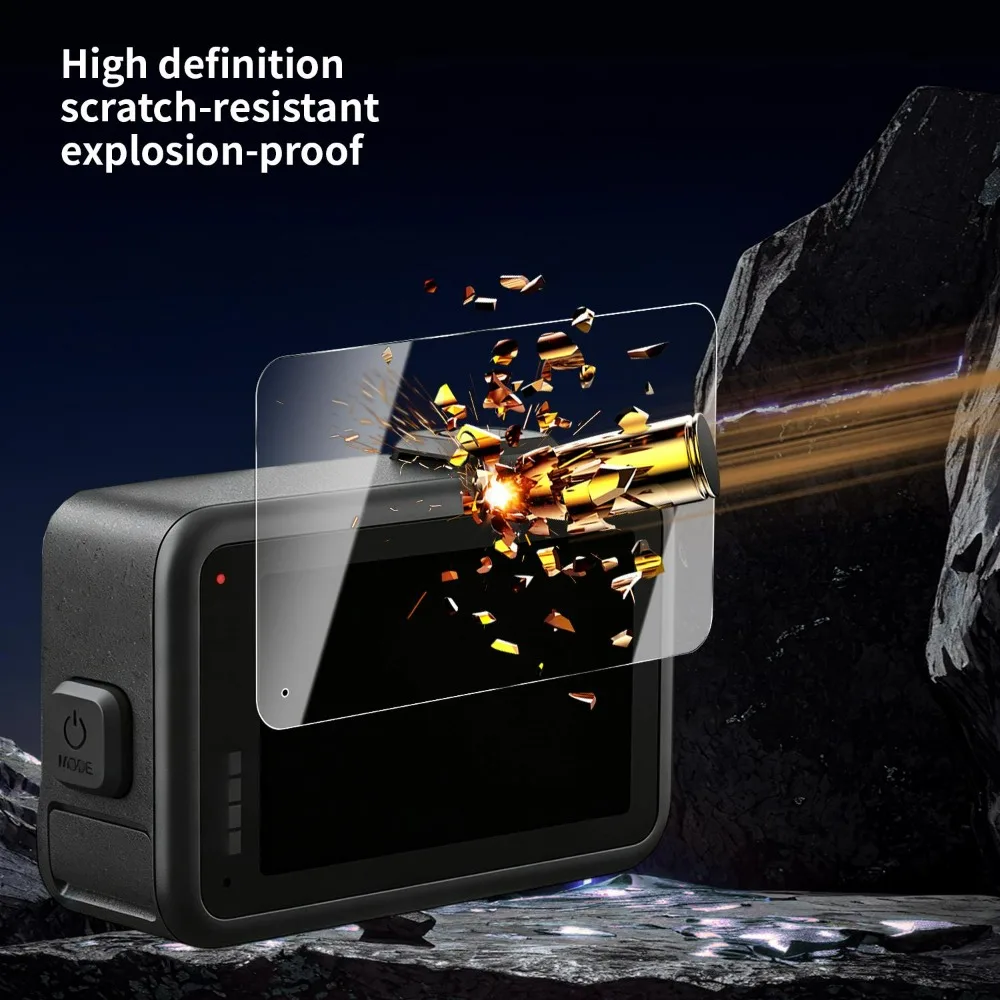 For GoPro Mission 1/1PRO Easy Installation Screen Protector Tempered Glass Action Camera Protective Film One-tap Installation