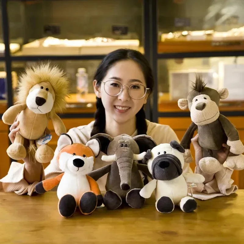 Animais de pelúcia brinquedos bonecas macias selva leão elefante tigre cão raposa macaco veado crianças presente kawaii bebê crianças bobby brinquedos