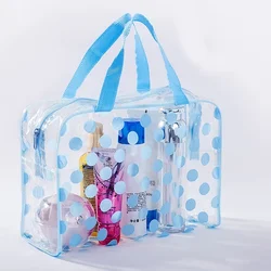 Cosmetic Bag Fashion Dot Women Travel Transparent PVC  Waterproof Neceser Make Up Bags Makeup Pouch Wash Toiletry Tote Bag Case