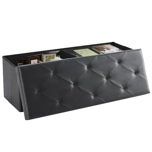 

Складная скамья-пуф DUMOS 43 дюйма, подставка для ног, табурет, сундук для хранения из искусственной кожи с утолщенным сиденьем из пеноматериала