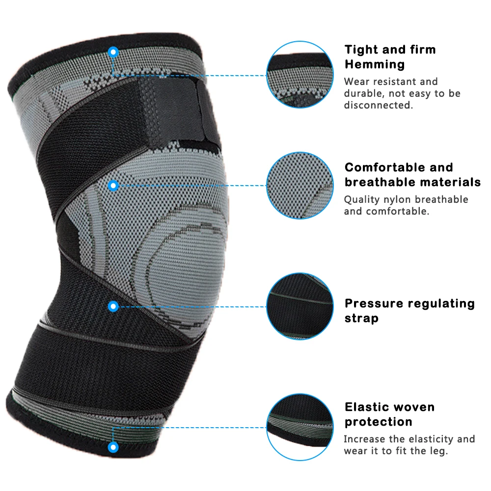 2PCS Knee Pads Sports Pressurized Elastic Kneepad Support Fitness Basketball Volleyball Brace Medical Arthritis Joints Protector