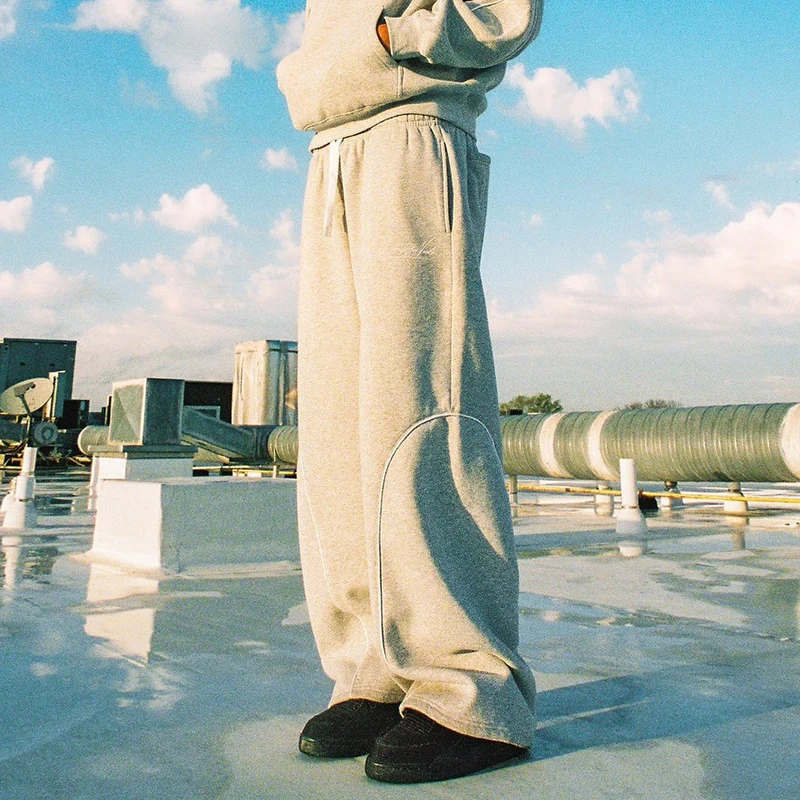 بنطال رياضي مرقع مطرز بأحرف عصرية رياضي أمريكي مرن للرجال والنساء