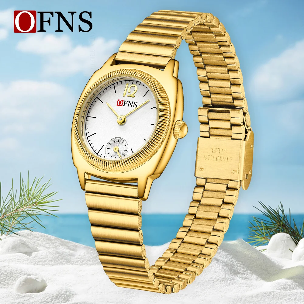 OFNS 1565 Luxury Business Women's Quartz Watch Waterproof Two Pin Semi Simple Square Light Versatile Women's Quartz Watch
