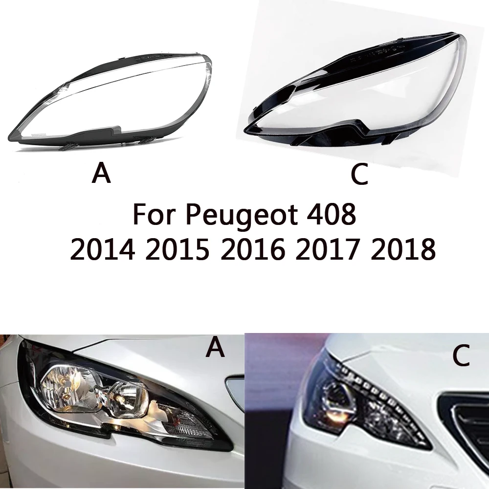

Чехол для автомобильной лампы для Peugeot 408 2014 2015 2016 2017 2018, передняя фара автомобиля, крышка объектива, стеклянная крышка, абажур, фара