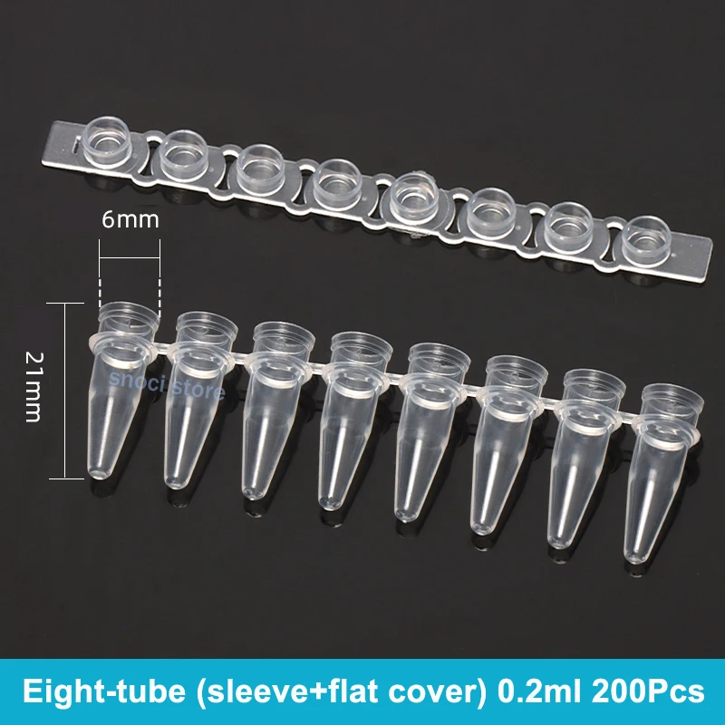 8-row PCR Strip Tubes 0.2ml PCR 8 - Centrifuge Tube Strips With Cover Micro Plastic Tube For Agarose Gene Experiment 200Pcs
