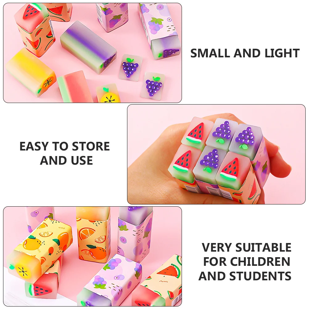 

18Pcs Fruit Style Erasers Beautiful Flower Design Stimulate Learning Interest Pencil Rubber Eraser for Students Gifts