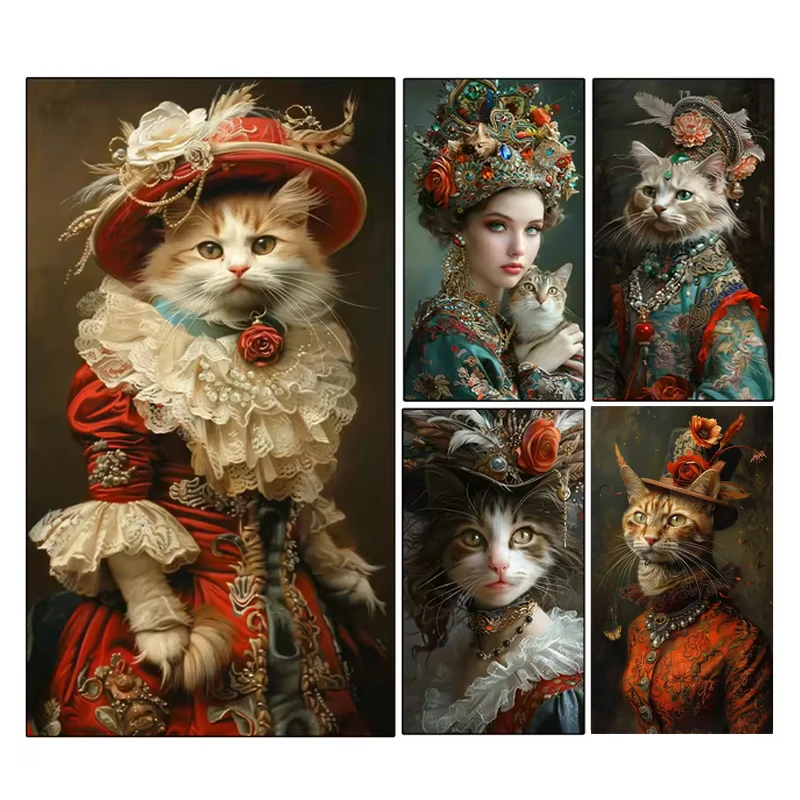 

Кошка женщина 5D Diy алмазная живопись полная квадратная круглая Алмазная вышивка картина мозаика животное украшение дома
