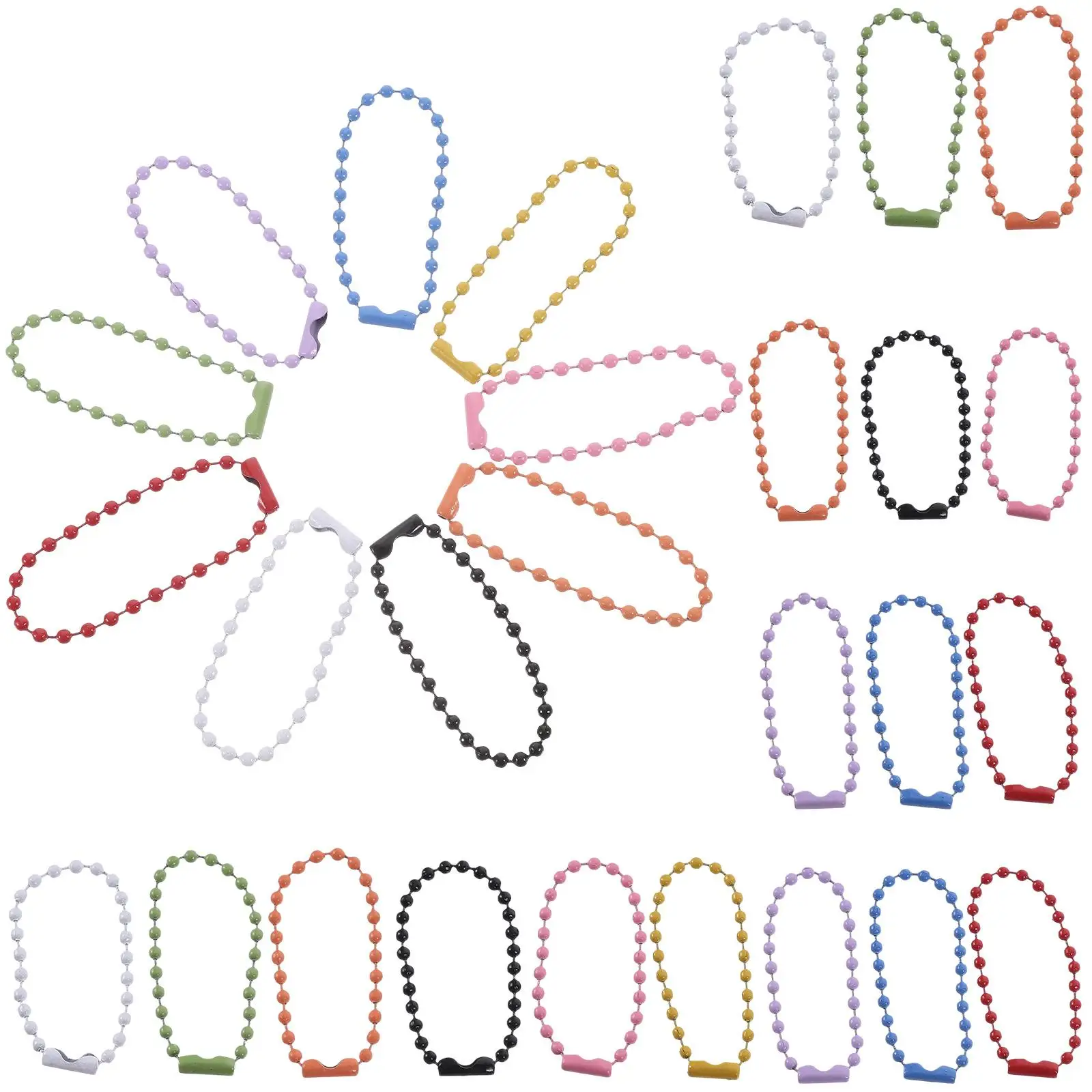

100 Pcs Halloween Keychain Christmas Decoration Tag of Small and Large Beads Iron Bulk Chains