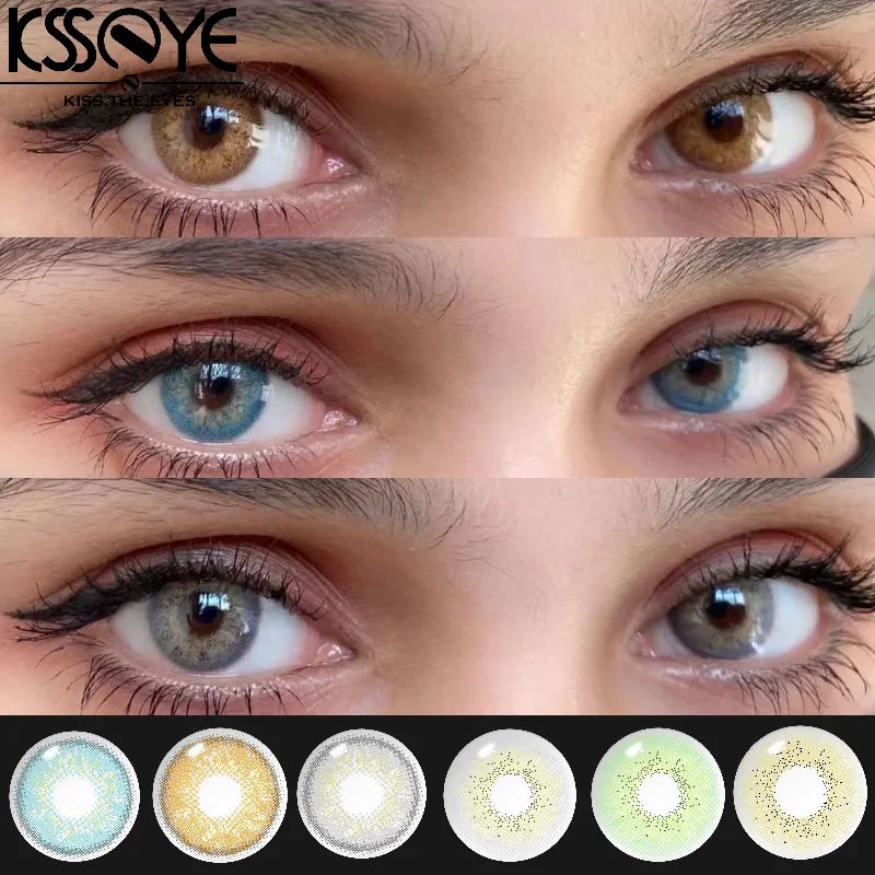 Ksseye 2 uds lentes de contacto de colores para ojos pupilas naturales lentes marrones lentes grises lentes circulares de Color de belleza cosméticos de uso anual