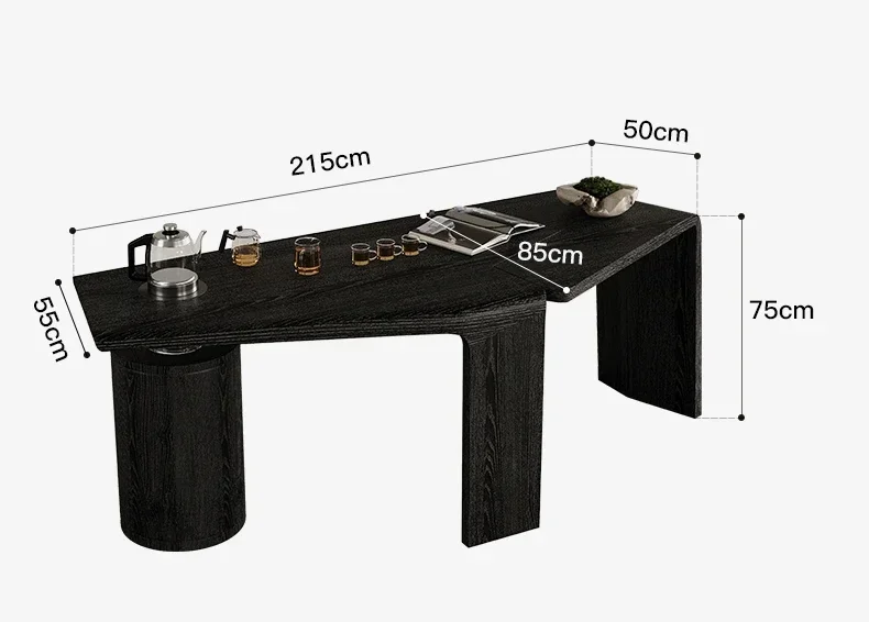 All solid wood ash wood office drinking tea integrated desk