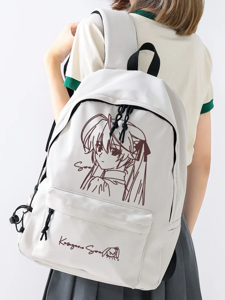 Breathable mesh, 30×44×13cm White, Yosuga no sora, Student Kids Teens School Bags, Large Capacity, Anime Backpacks Girls Boys