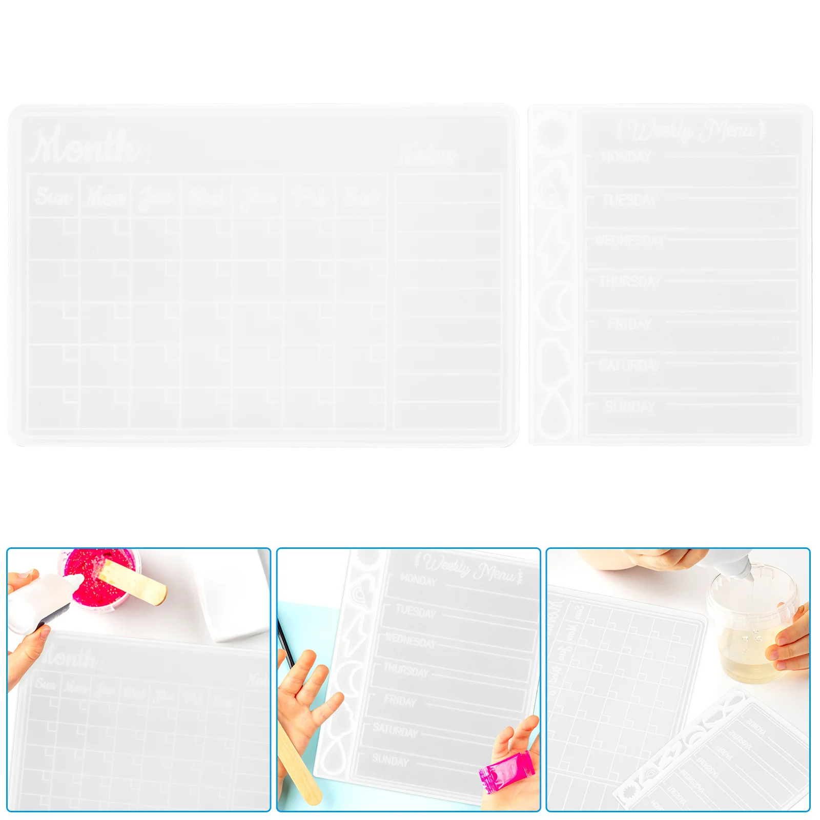 

2Pcs DIY Calendar Mold Silicone Reusable Epoxy Resin Board Making Craft Supplies Mould for DIY Calendar Resin Mould