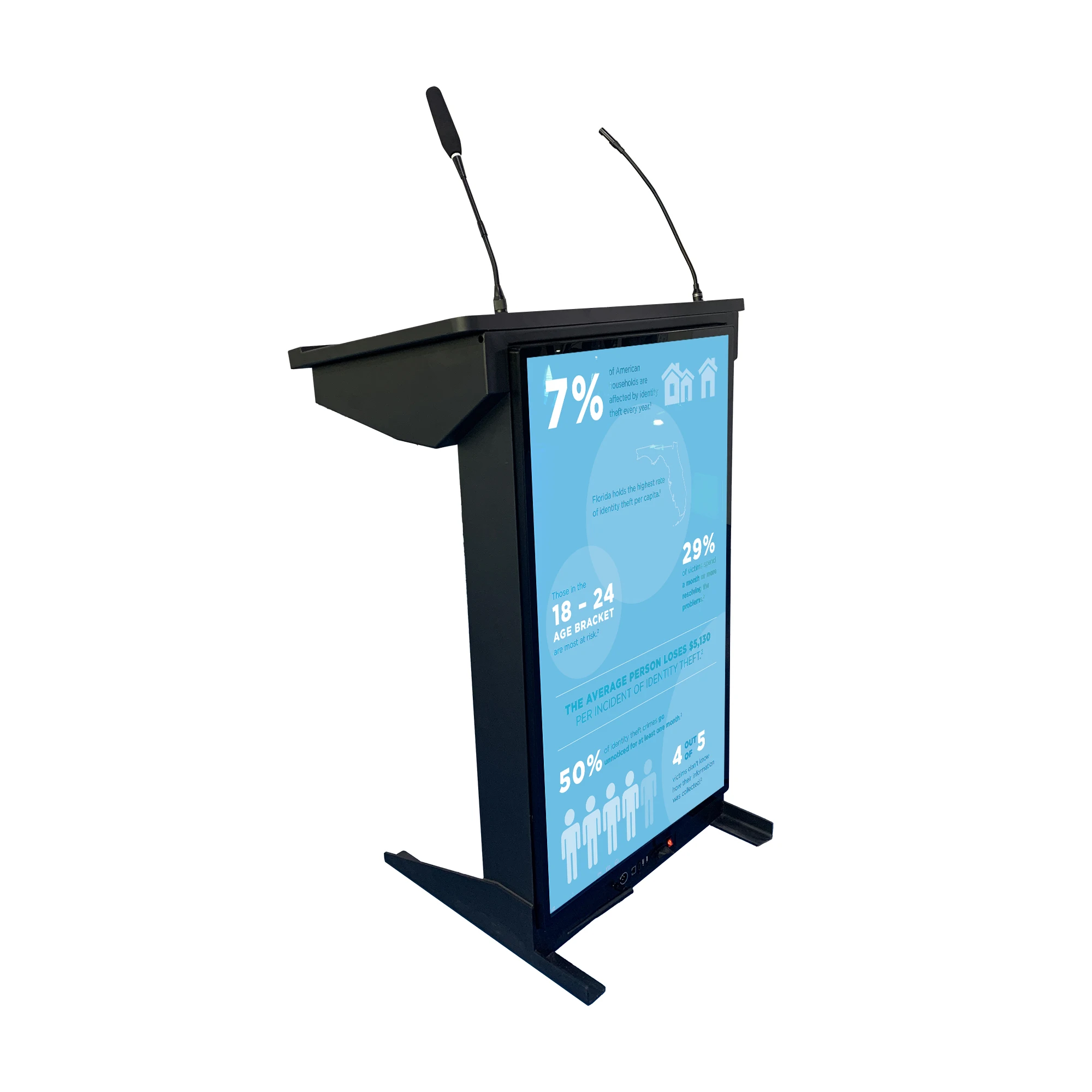 

Factory Best Price 43 Inch Supplies Educational Floor Standing Digital Smart Podium and Wireless Microphone Multimedia Lectern