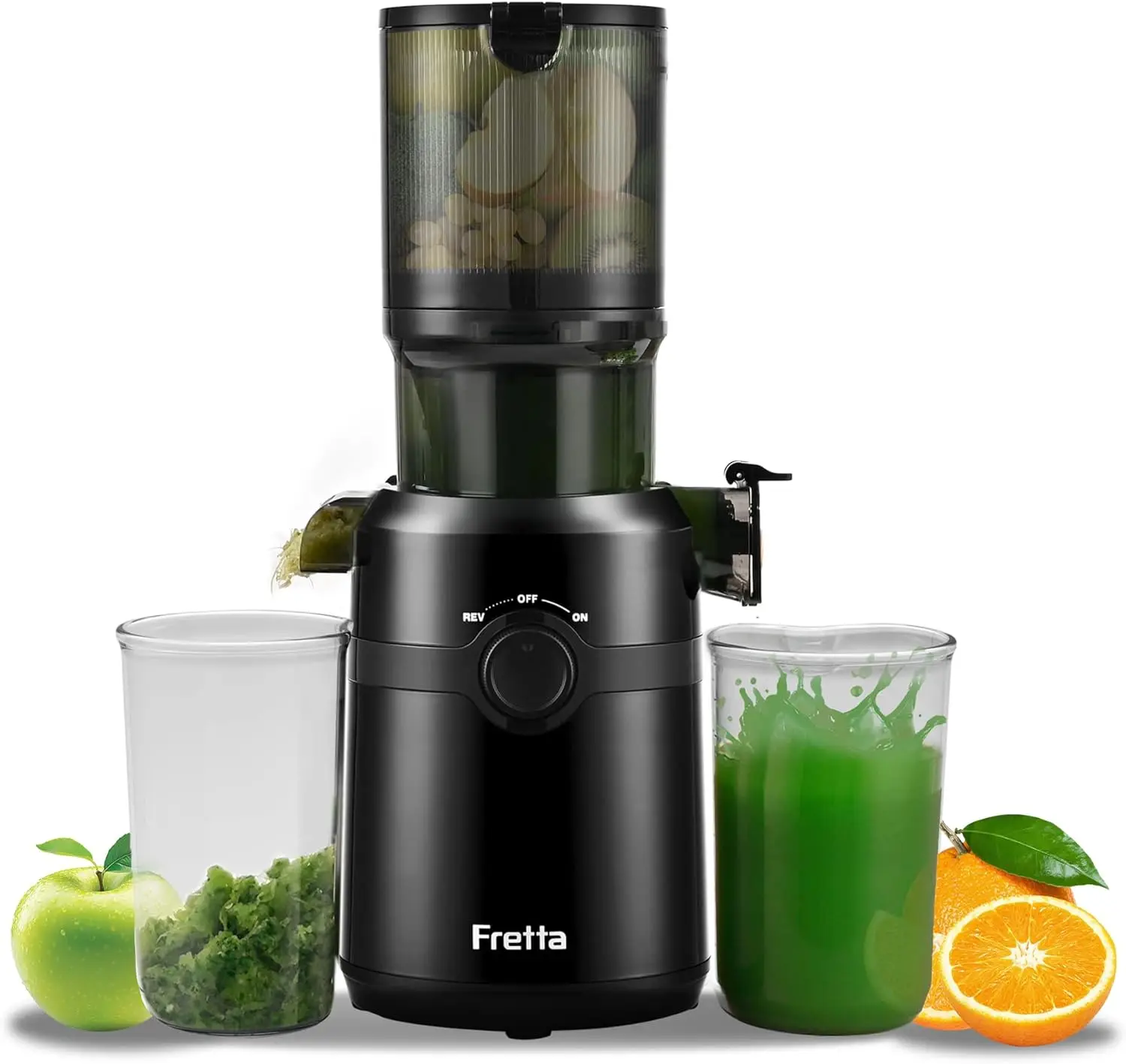 

Cold Press Juicer with 1.1L Large Feed Chute, Self-Feeding, High Juice Yield, BPA Free, Easy Clean