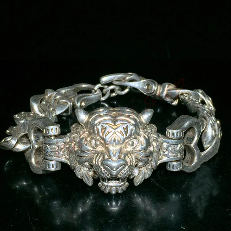 Pure handmade old silver bracelet / fashionable silver bracelet / tiger head Bracelet / Jucai Bracelet/  Auspicious hand string