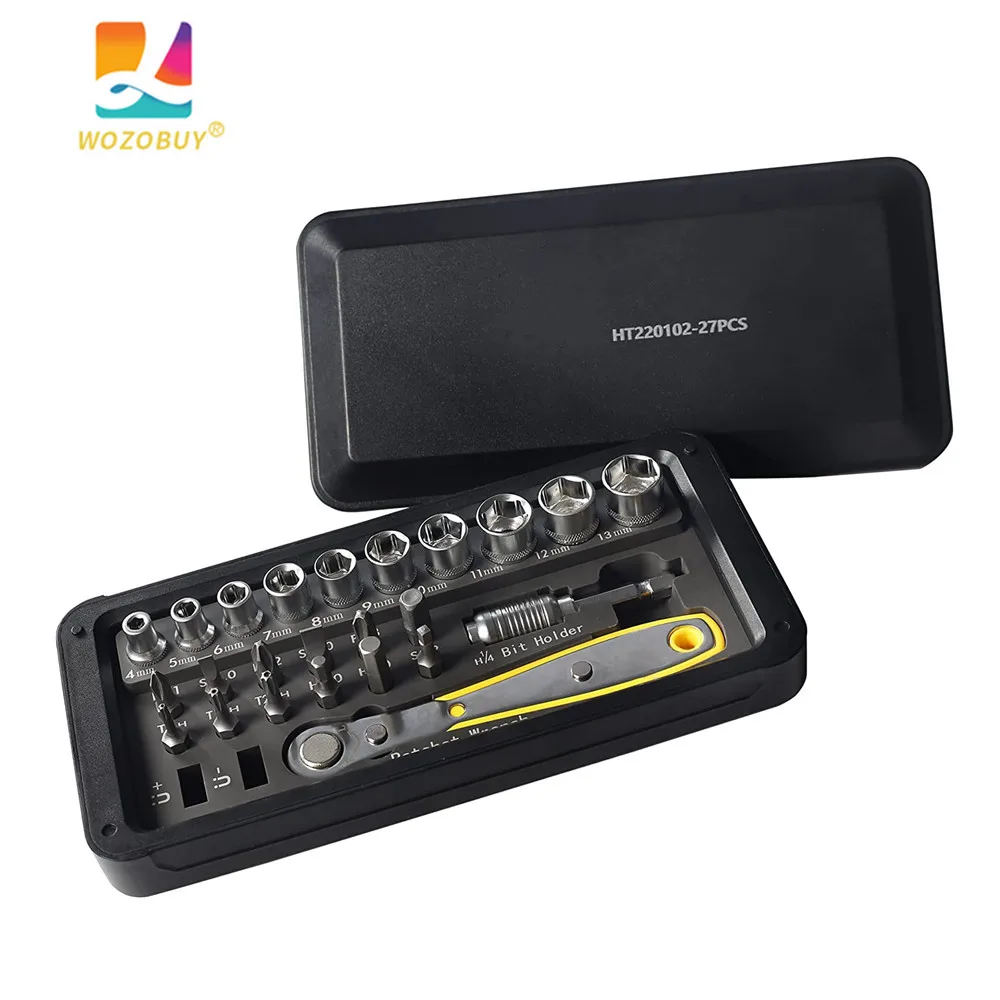 27 em 1 72 conjunto de chave de catraca offset dente, bits de chave de fenda & 1/4 set chave de soquete conjunto, para manutenção diária, eletrodomésticos