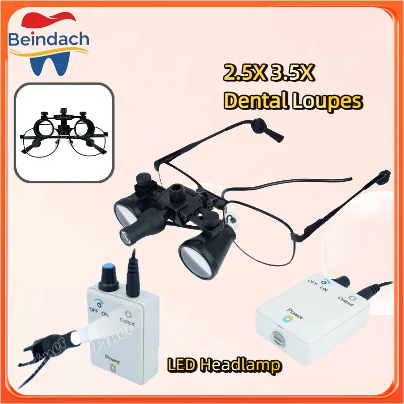 

Dental Magnifying Glass Professional Dental Loupes 2.5X 3.5X Ergonomical Loupes LED Headlamp Binocular Magnifying Glass