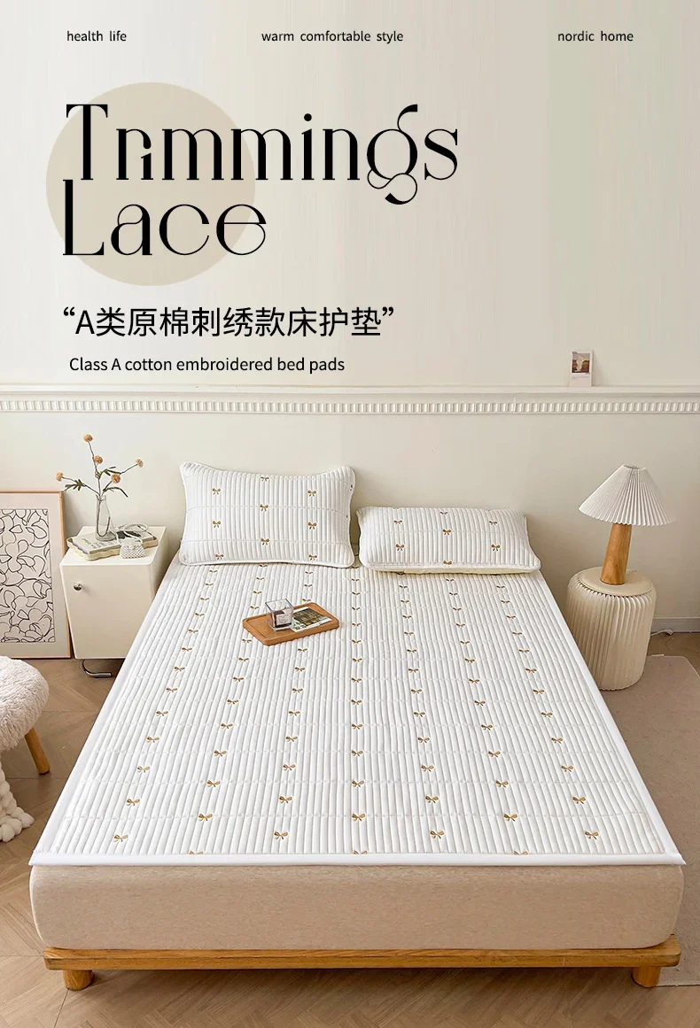 Spring Autumn Comfortable Durable Mattress Toppers Soft Breathable Soybean Fiber Filling Bed Pads Keep Warm Quilted Mattress Pad