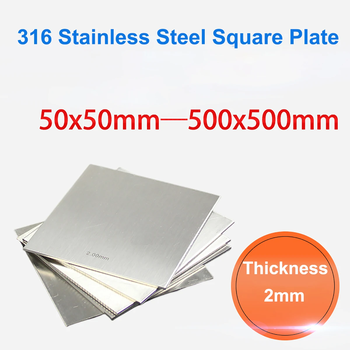 

Thickness 2mm 316 Stainless Steel Square Plate Unpolished Plate Sheet 50x50 100x100 150x150 200x200 250x250 300x300 400x300mm
