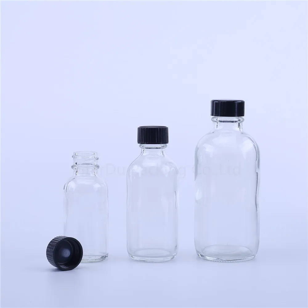 30ml 60ml 120ML Transparent Glass Bottle For Essential Basic Massage Oil Pipette Bottles Refillable Boston Bottle 100pcs