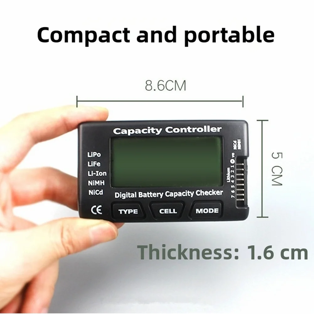 Digital Voltage Detection Tool For For LIPO LiIon NiMH NiCd Cells Supporting TYPE CELL And MODE Operations