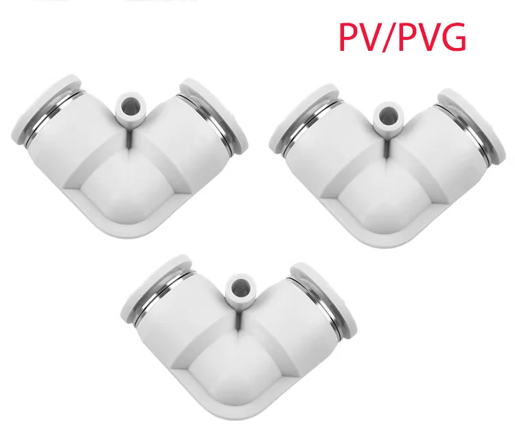 10Pcs Premium white L-shaped 90° right angle PV variable diameter PVG8-6 pneumatic quick plug elbow 4/6/8/10/12/14/16