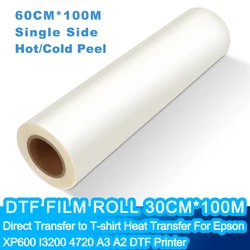 Filme PET De Transferência De Calor, Rolo DTF, Filme De Impressão De Transferência Direta, Tecido De Camisetas, Filme PET De Transferência De Calor, Casca Quente e Fria, 60cm x 100m, 60cm x 100m