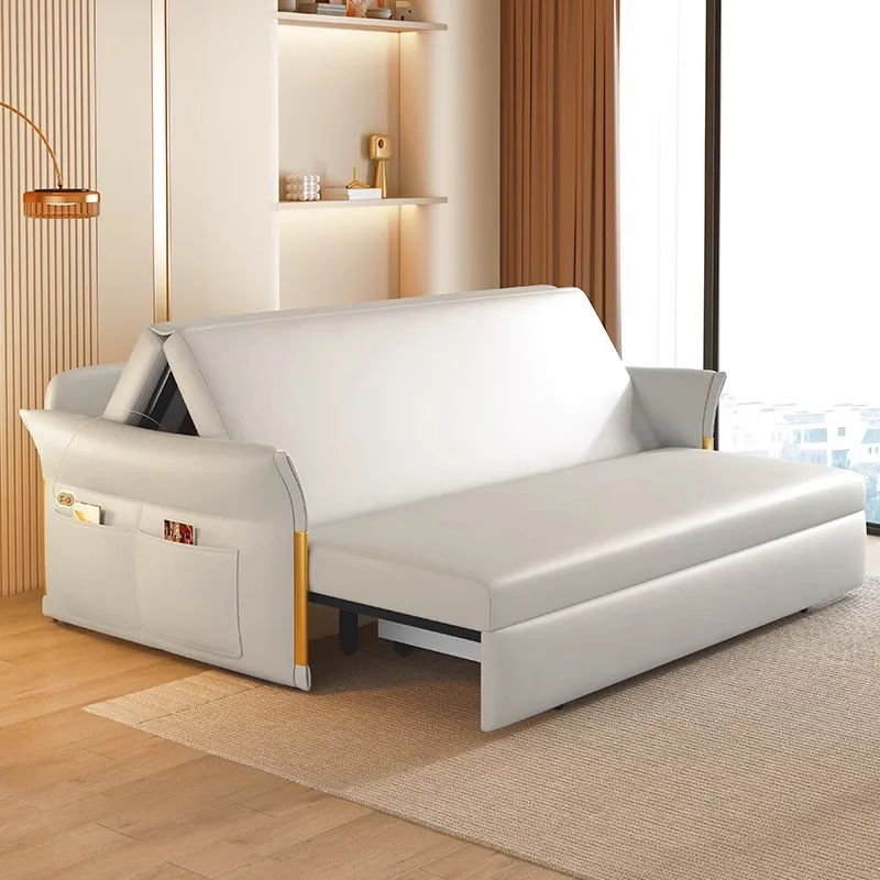 Intelligent electric sofa bed dual-purpose foldable multi-functional small apartment living room study office push-pull