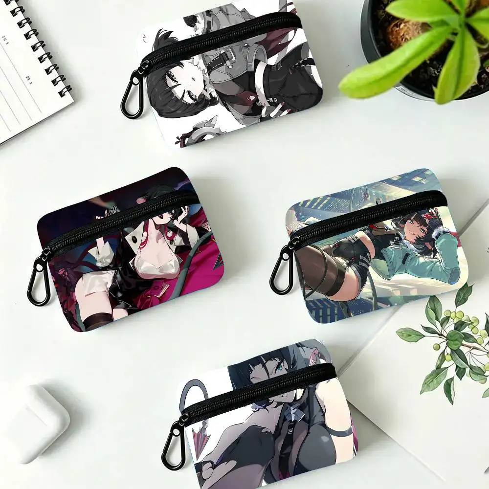 Jane Doe Zenless Zone Zero Oxford Fabric Wallet With Zipper, Hanging Multifunctional Bag For Credit Cards, Keys, Coins Headphone