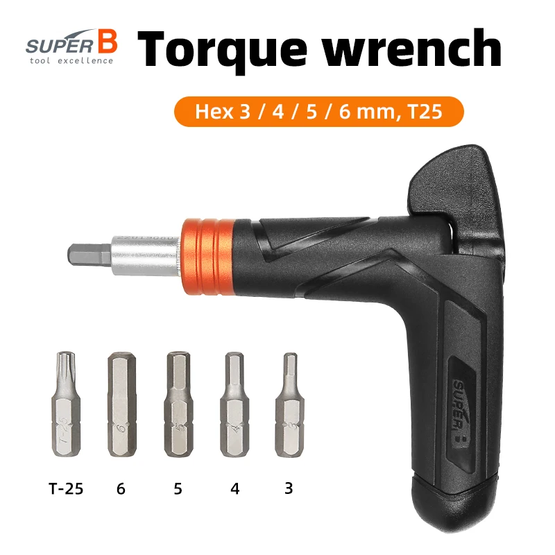 Super B Adjustable Torque Wrench 4-6 Nm with 3-6mm Hex Bits
