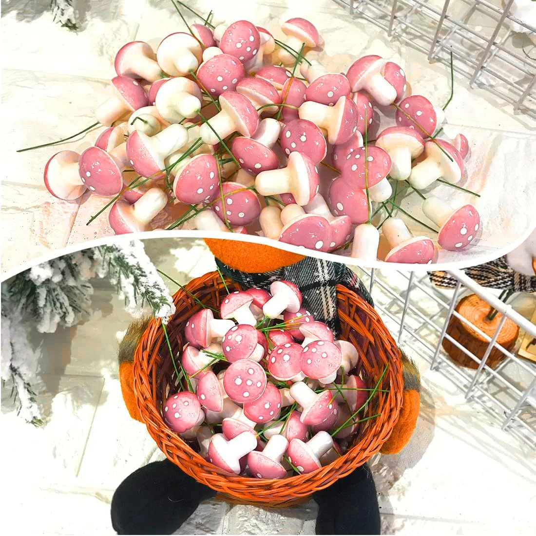 50Pcs Pink/Purple Foam Mushrooms Miniatures Fairy Garden DIY Bottle Landscape Decorative Mushroom Home Decoration Crafts