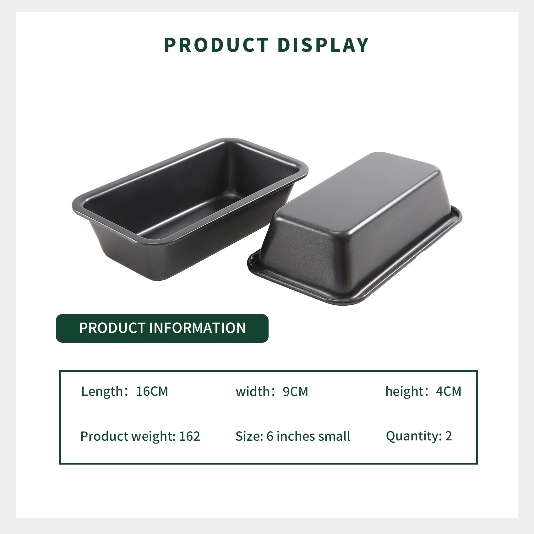 J1UL1N 2Pcs Bread Pans For Baking Nonstick Carbon Steel Loaf Pan Tray Toast Mold Cake Loaf Pastry Toast Box Baking Pan Bakeware