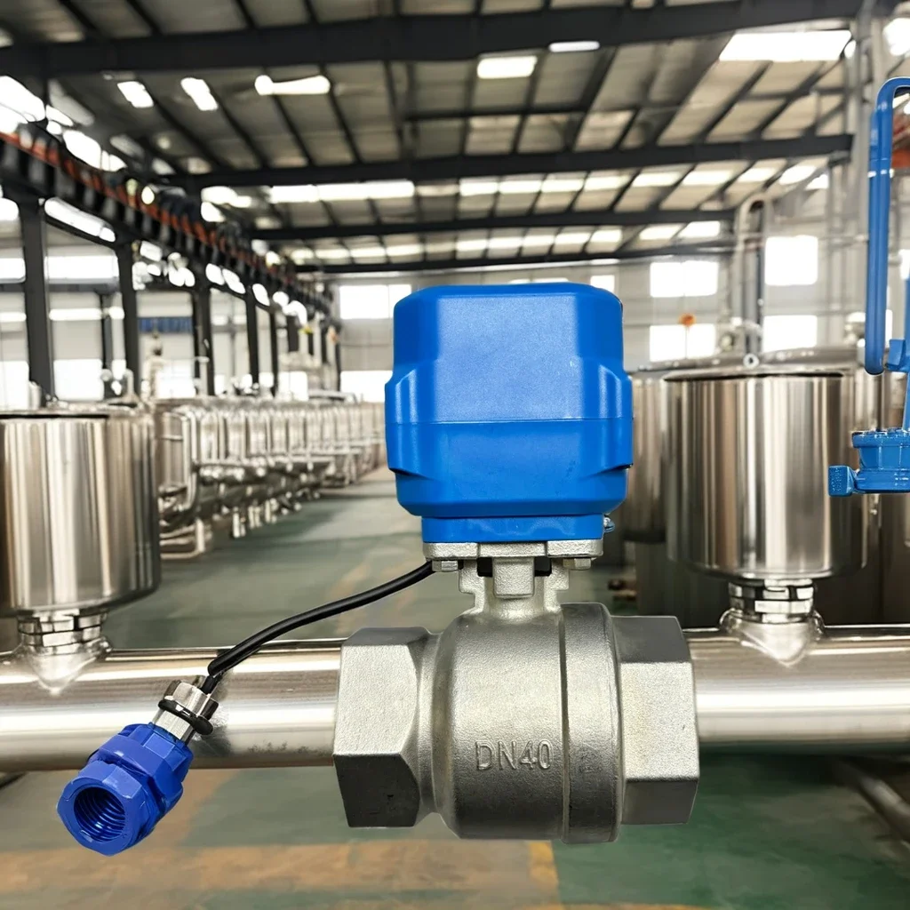 Válvula de esfera motorizada dn50 ac220v dc24v, 2 polegadas, 2 fios, nc, aço inoxidável, válvula de controle elétrico para casa inteligente