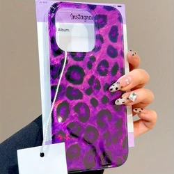 Luxury Purple Leopard Print Clear Phone Case For iPhone 16 15 14 13 12 11 Pro Max XS XR X 7 8 Plus Shockproof Silicone Cover