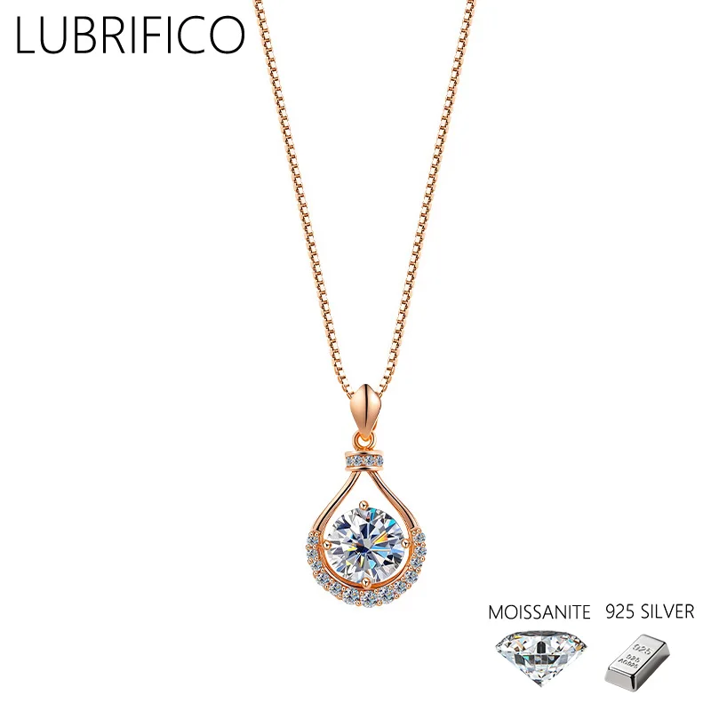 1.0 Ct D Color Moissanite Water Drop Shape Necklace 925 Sterling Silver Lad Diamond Pendant For Women Fine Jewelry Wedding